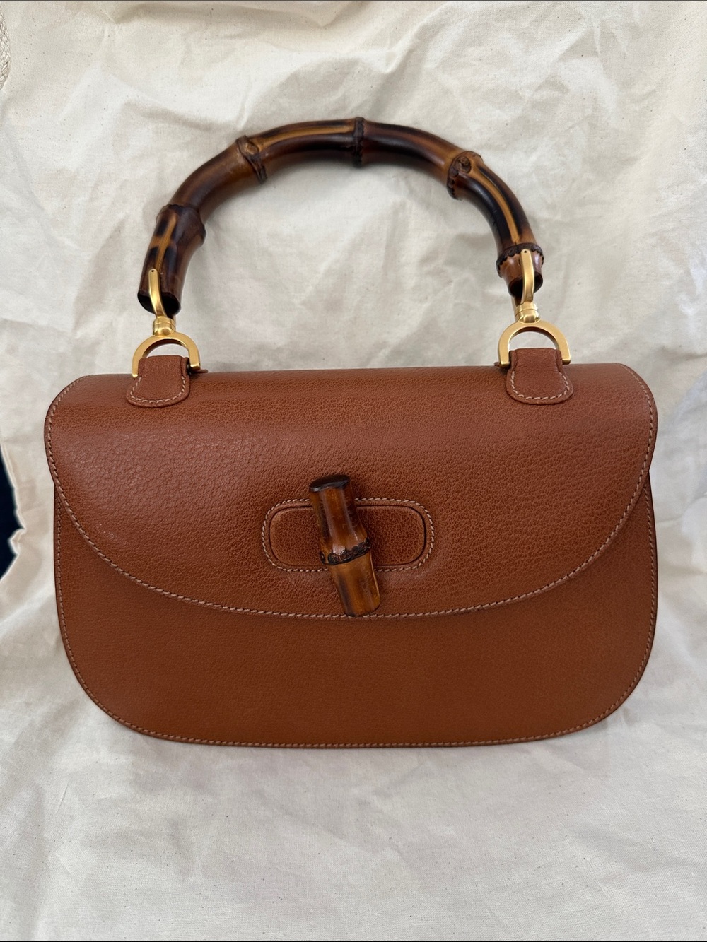 Gucci Leather Bamboo 1947 Brown
Top Handle Bag - Vintage Rare w/ strap & mirror
